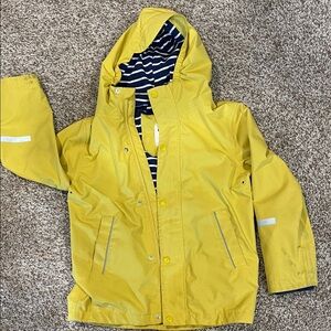 Mini Boden Vibrant Yellow and Navy Striped Rain Jacket
